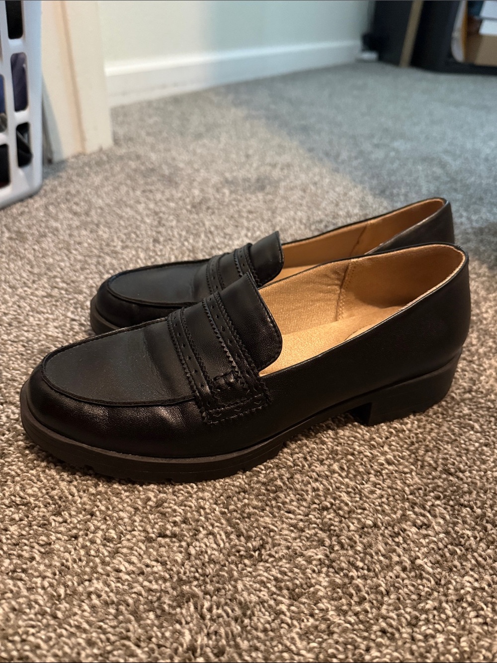 LifeStride Black Leather Penny Loafers